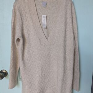 Chicos Brand New Women's Cream V-Neck Sweater 3X